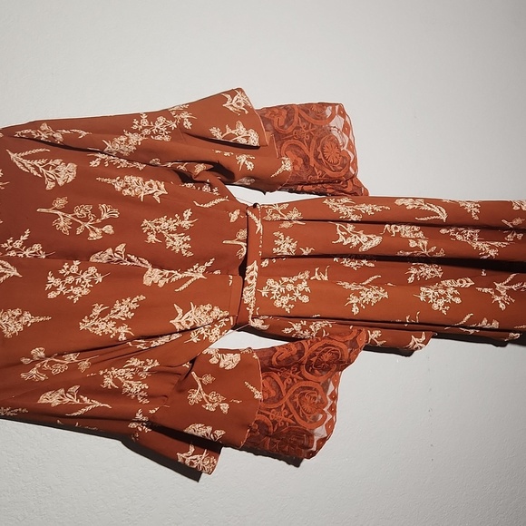 Shein 3x Long Cardigan Floral Brown White - Picture 5 of 11